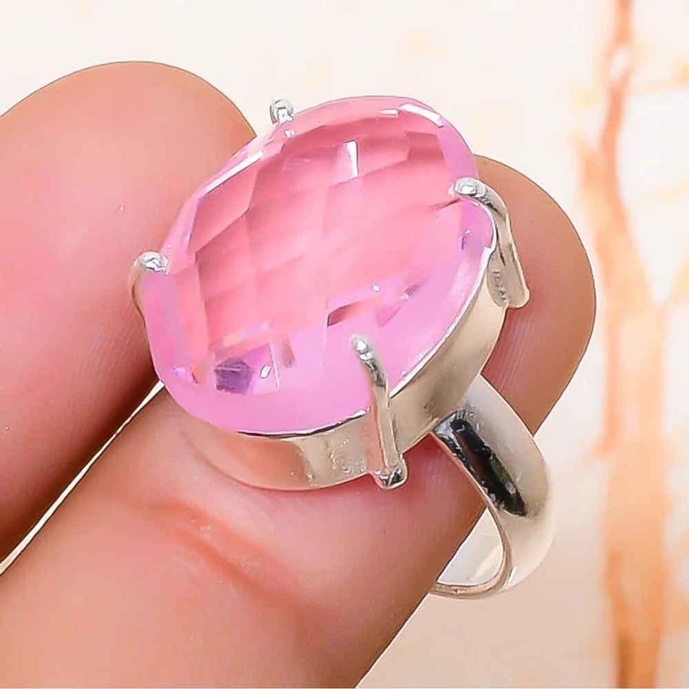 Barbie Pink Kunzite Facet Gemstone Boho Ring
